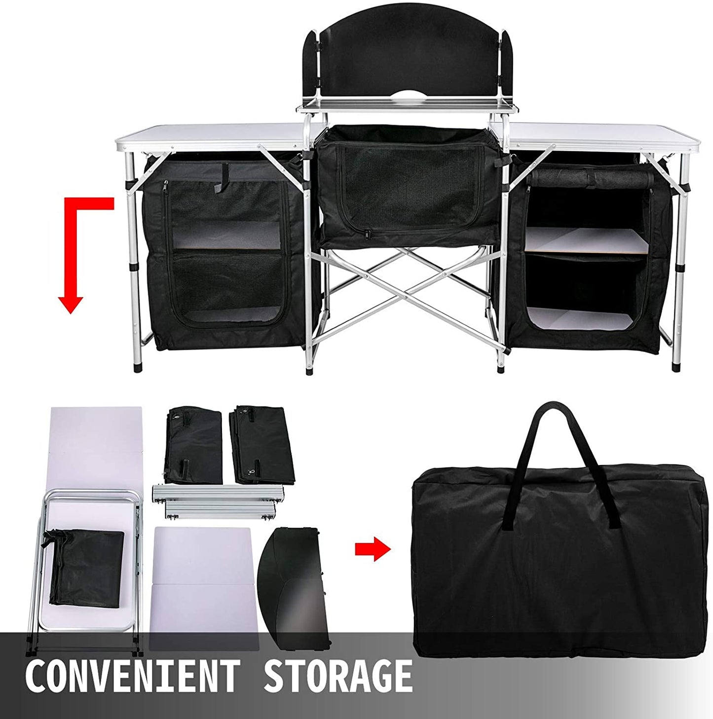 Camping Kitchen Table Portable Folding Camp Cook Table