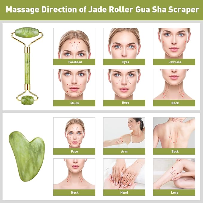 Jade Roller and Gua Sha Massager Set
