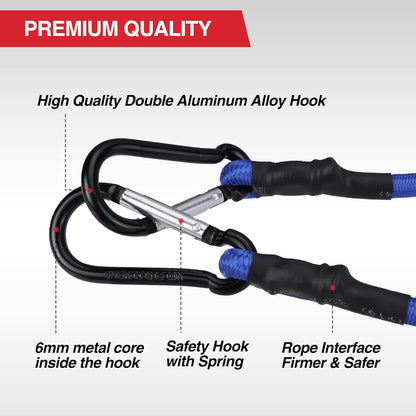 ECOTREK Heavy Duty Bungee Cords with Hooks – Elastic Straps for Camping, Cargo & Transport JP4401