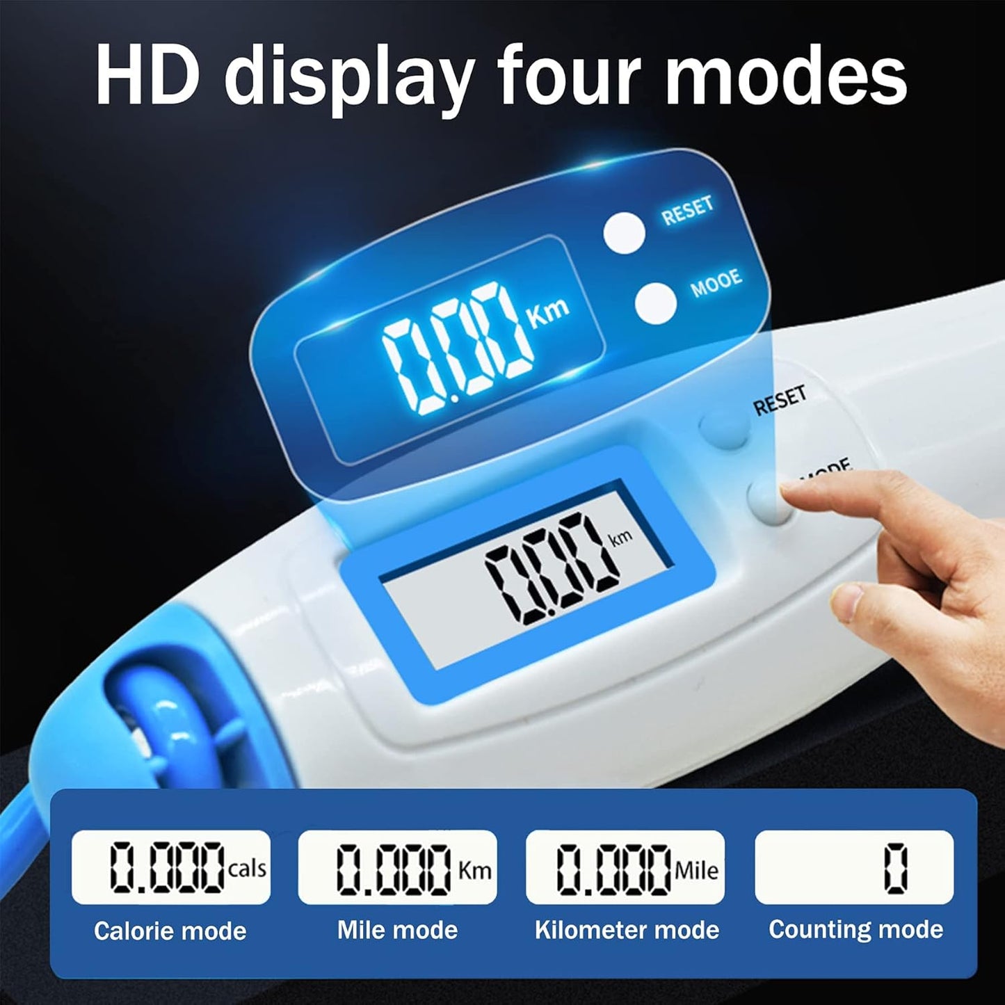 Cordless Skipping Digital Jump Rope (Blue/White)