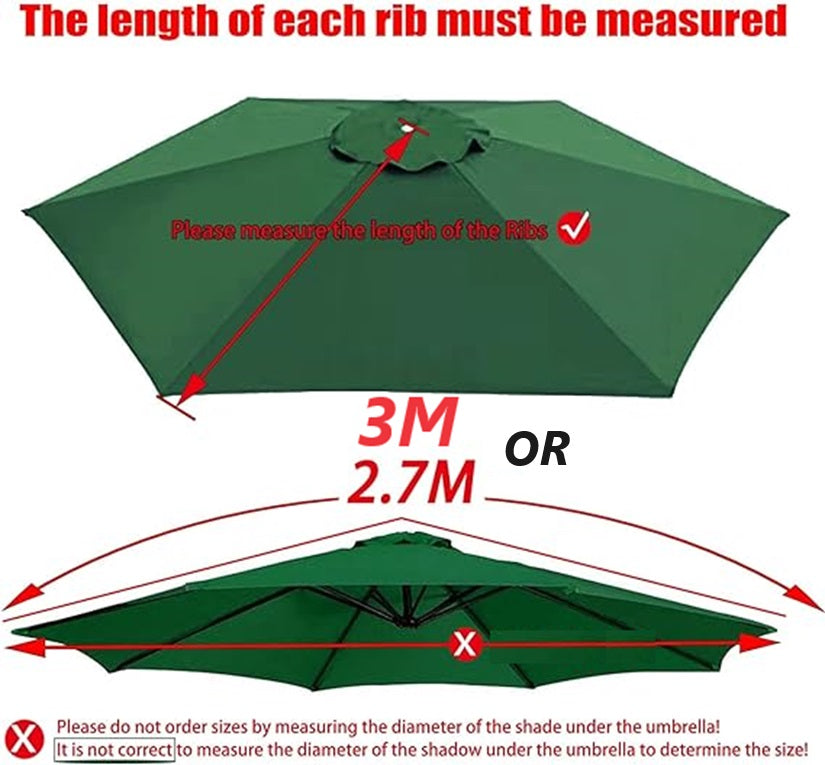 5 Colours 6-Arm/3M Parasol Replacement Cloth Round Garden Umbrella Cover