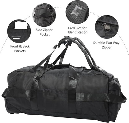 Rucksack with Wheels 80L Rolling Duffle Bag with Wheels 31" Foldable Travel Duffel  Versatile 2-in-1 CP1234