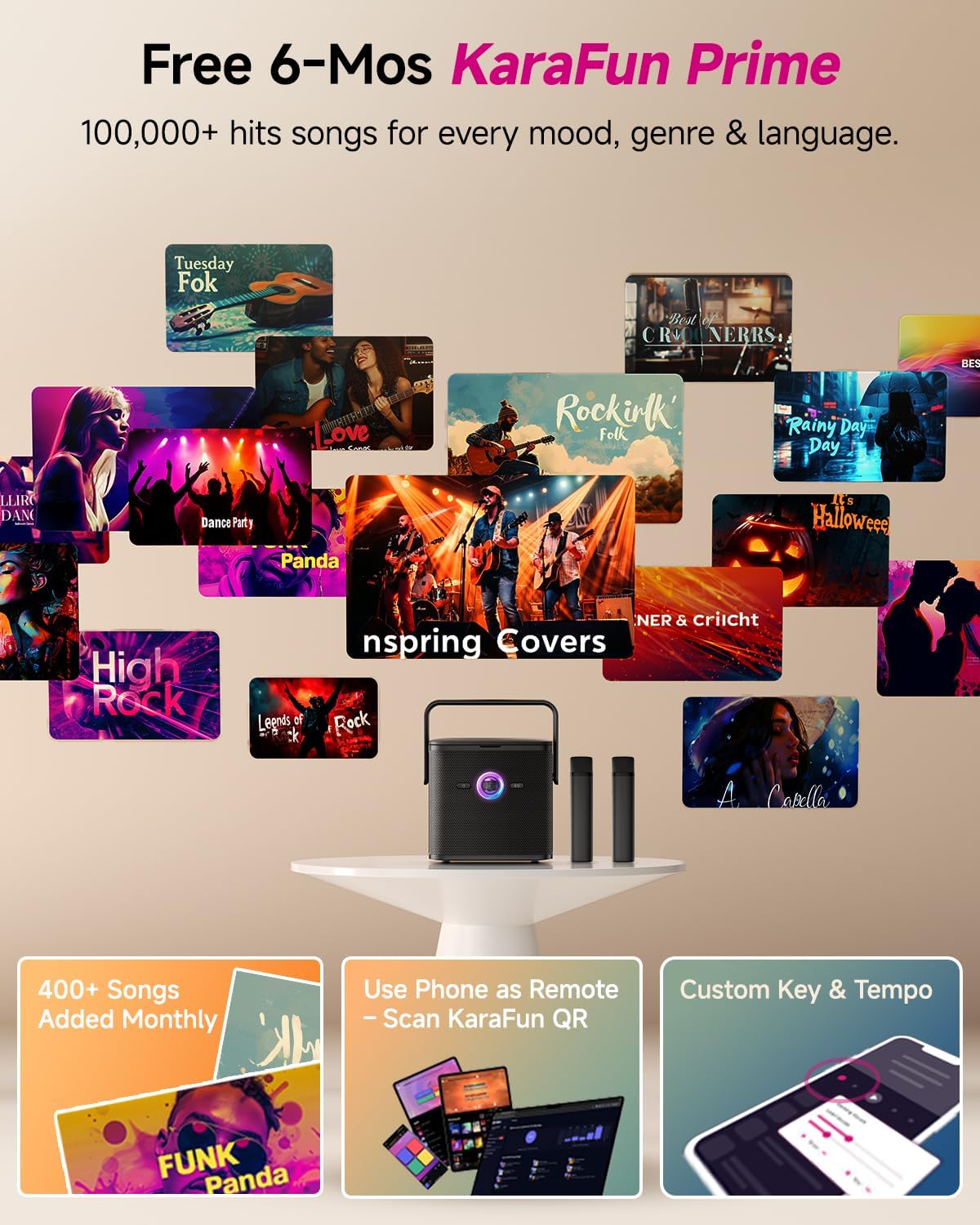 Ikarao S3 Karaoke Machine System With 7″ Touch Screen Wireless Mic