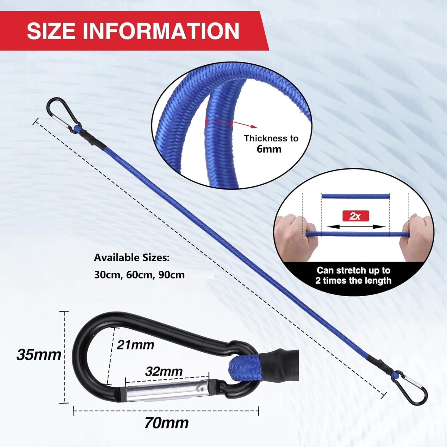 ECOTREK Heavy Duty Bungee Cords with Hooks – Elastic Straps for Camping, Cargo & Transport JP4401