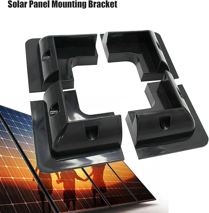 4 Solar Panel Mounting Bracket Black Corner Set Kit
