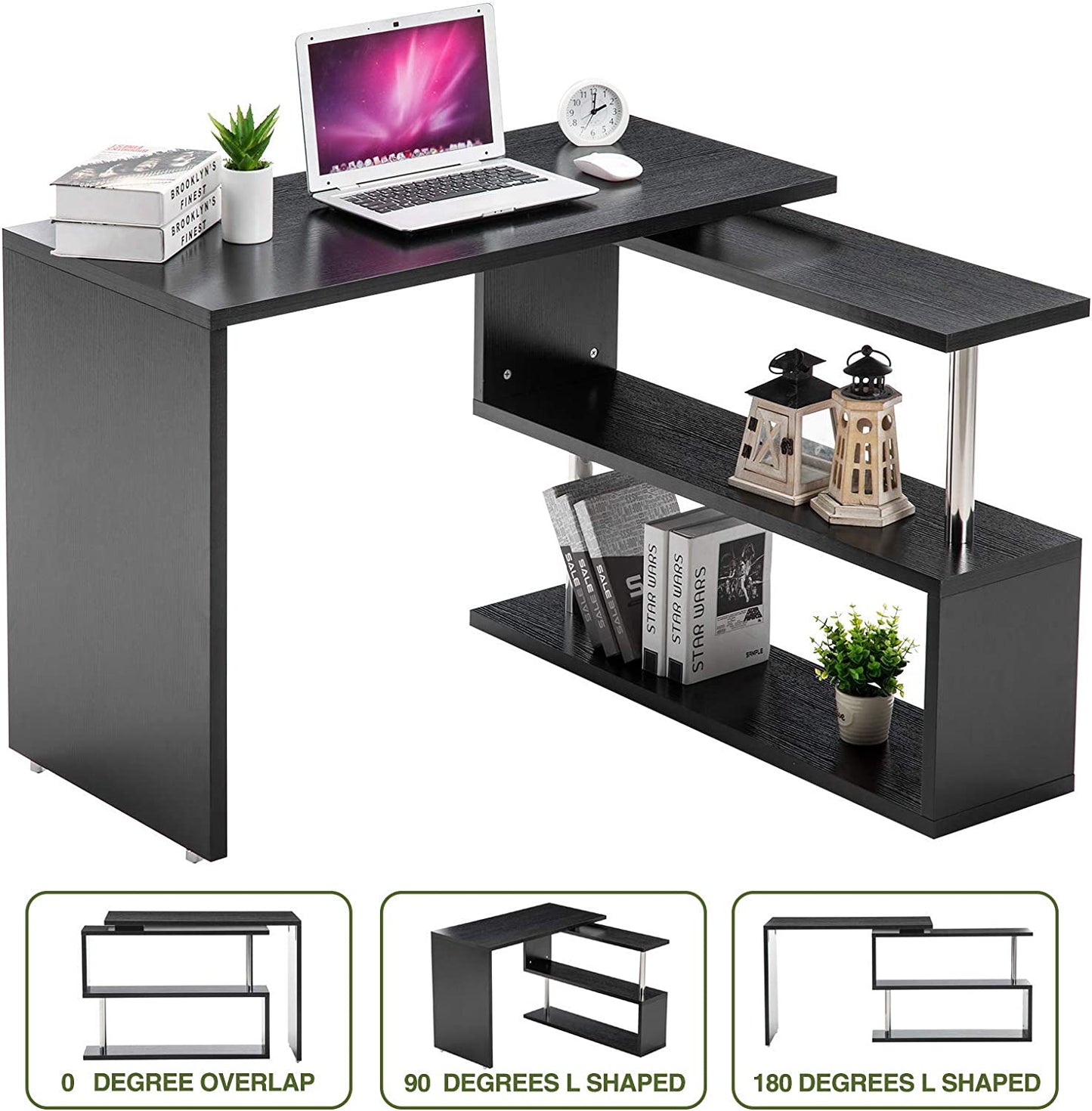 Computer Desk Table with Bookshelf