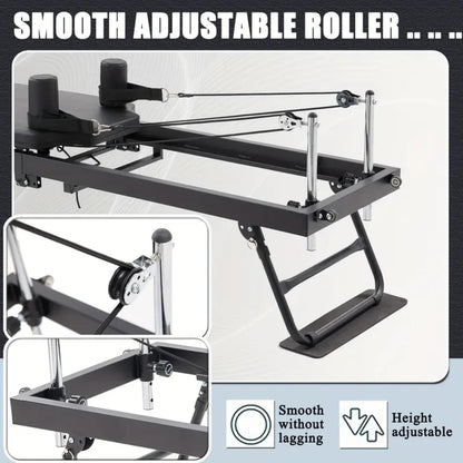 Foldable Pilates Reformer With Headrest Black