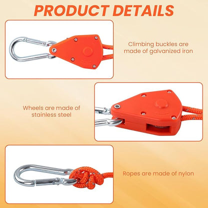 ECOTREK Reflective Ratchet Guy Ropes – Adjustable Tent Tie Down Ropes with Pulley JP5687