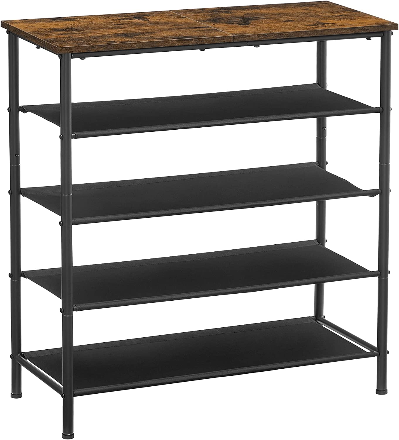 shoe rack with fabric shelves