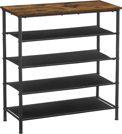 shoe rack with fabric shelves