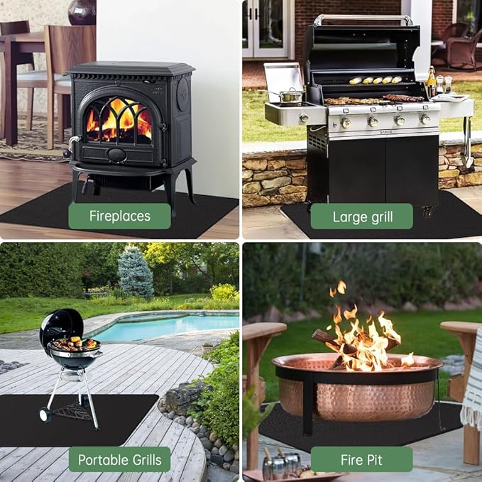 Ecotrek BBQ Grill Mat - Fireproof Deck & Patio Protector, Double-Sided Waterproof Oil-Proof HC12101