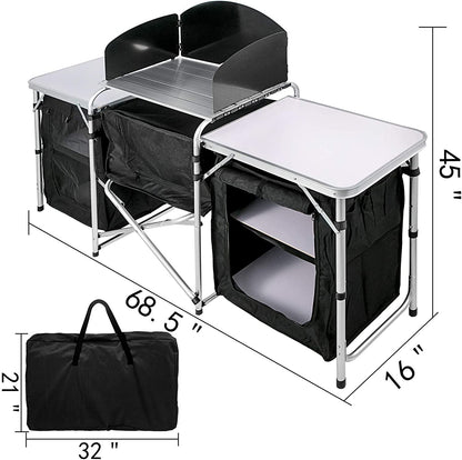 Camping Kitchen Table Portable Folding Camp Cook Table