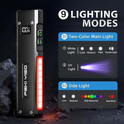 Flashlight 1800 Lumens with UV & RGB Signal Light