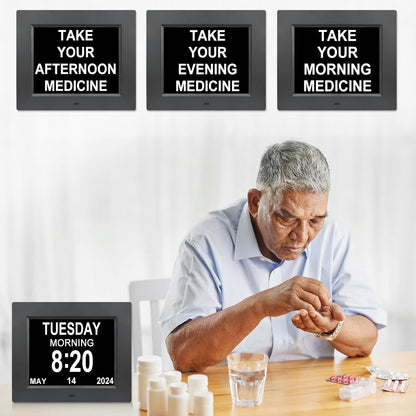 8inch LED Dementia Digital Calendar Clock Alarm Extra Large Day/Week/Month/Year