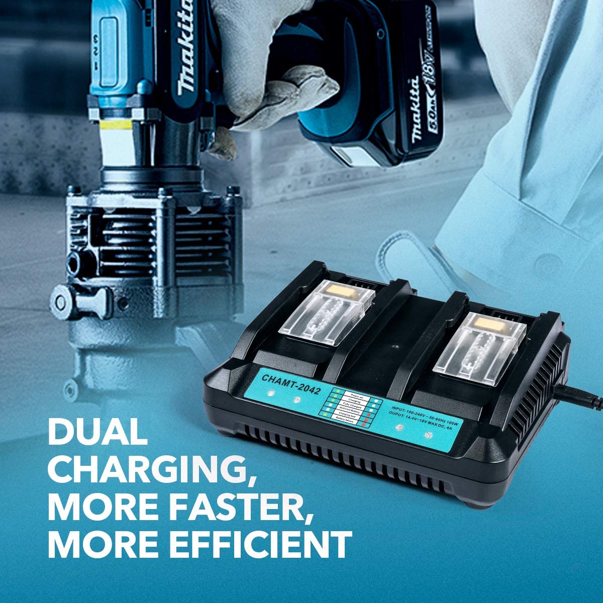 Makita Battery Charger DC18RD Dual Port Charger for Makita Battery