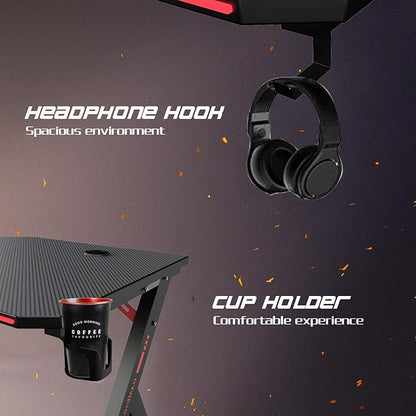 Gaming Desk & Chair Combo - RGB LED Desk + RGB LED Gaming Chair with Footrest