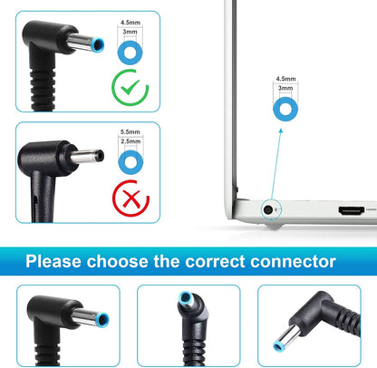 HP Laptop Charger 65W Blue Tip Power Adapter