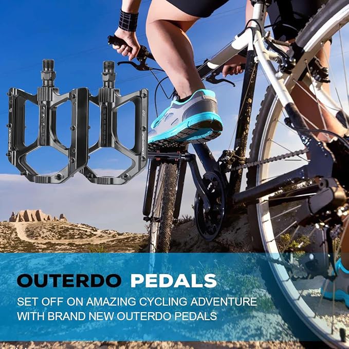 Mountain Bike Pedal Non Slip Du Bearings Classic Design (Black)