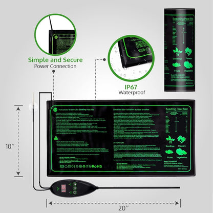 Seedling Heat Mat Plant Heated Pad 25x50CM