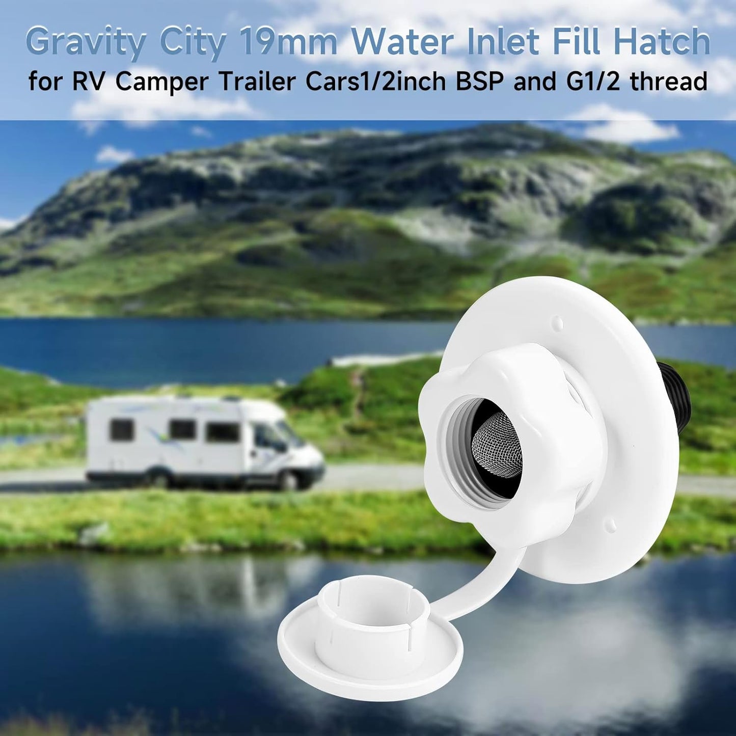 RV City Water Inlet with Check Valve (White)