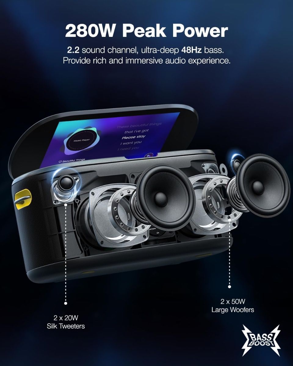 Ikarao S1 Karaoke Machine System With 10.1″ Touch Screen Wireless Mic