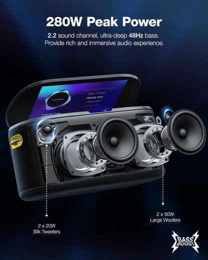 Ikarao S1 Karaoke Machine System With 10.1″ Touch Screen Wireless Mic
