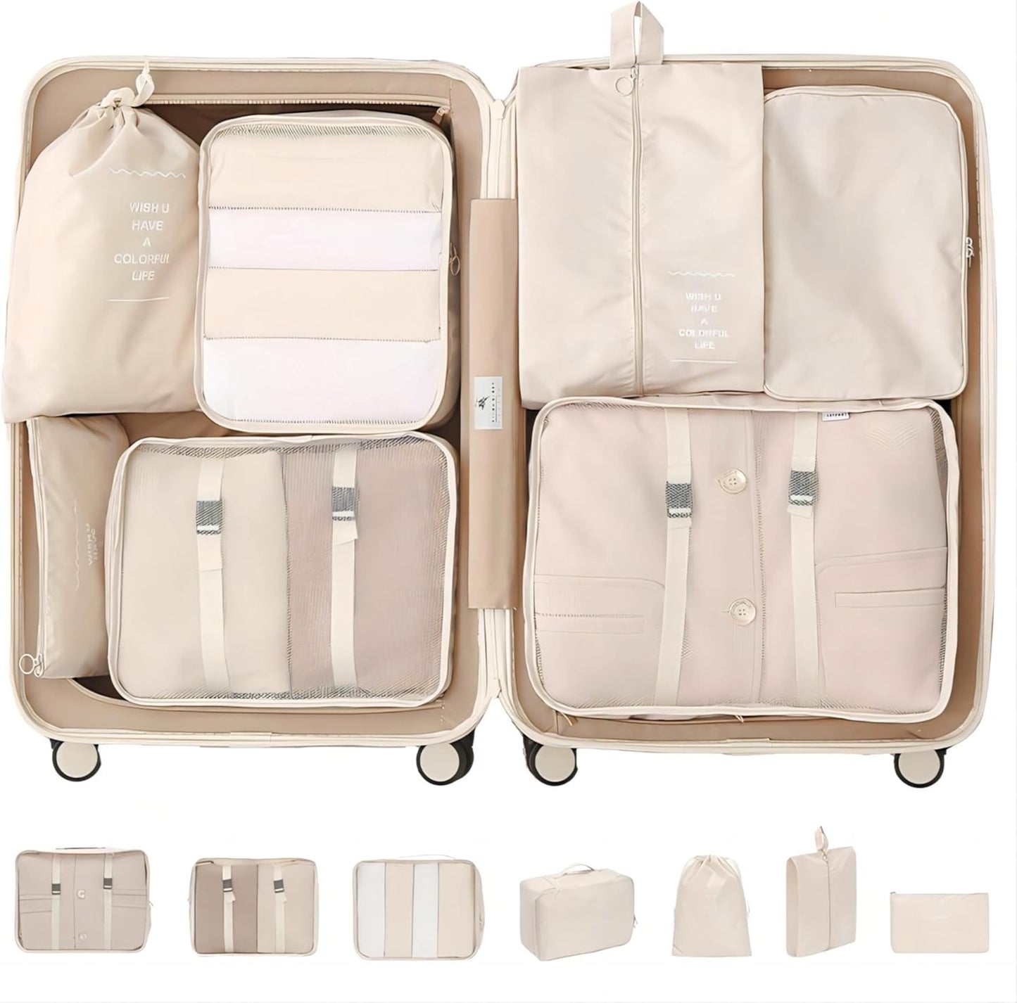 8-Piece Folding Travel Organizer Storage Bags - Suitcase Packing Set ZH16008