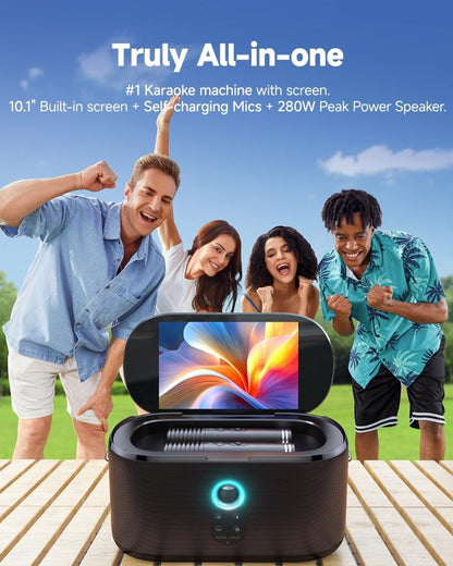 Ikarao S1 Karaoke Machine System With 10.1″ Touch Screen Wireless Mic