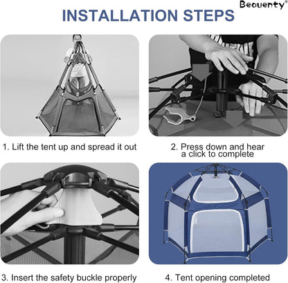Baby Playpen Kids Tent Carrying Bag Portable Play Yard Toddlers (Blue)