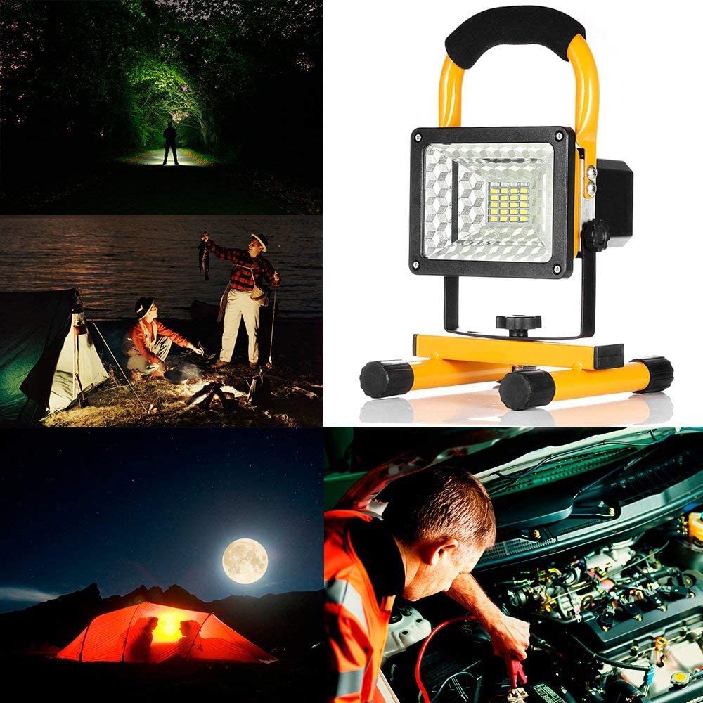 Rechargeable Portable LED Work Light with Stand,30LEDs,50W Water-resistant