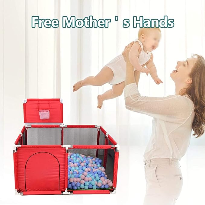 Baby Kids Playpen Yard Fence Play Pen Red