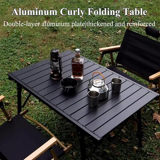 Aluminium Height Adjustable Egg Roll Camping Table – Portable Outdoor Table 89cm