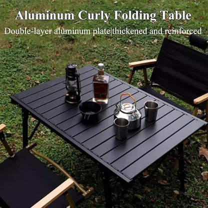Aluminium Height Adjustable Egg Roll Camping Table – Portable Outdoor Table 89cm