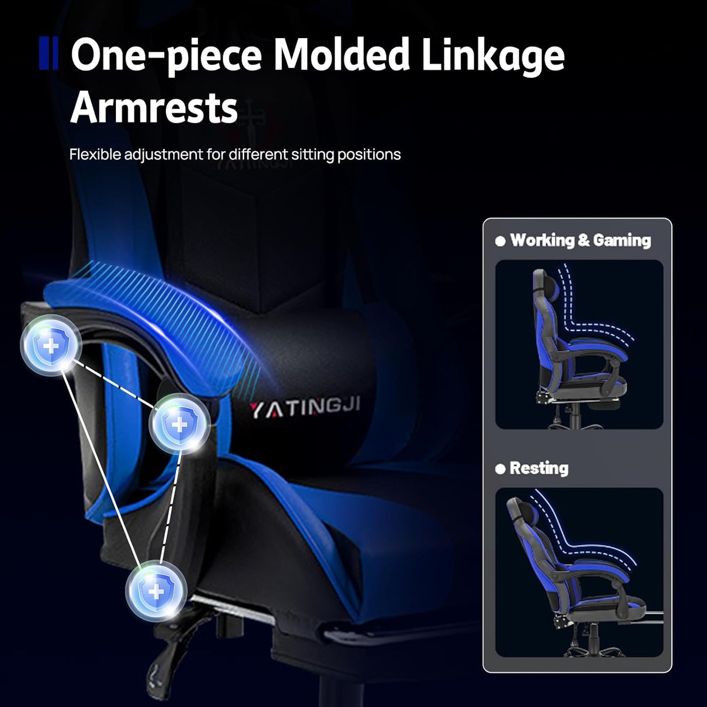 Gaming Office Chair Headrest, Lumbar Support and Footrest