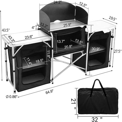 Camping Kitchen Table Portable Folding Camp Cook Table