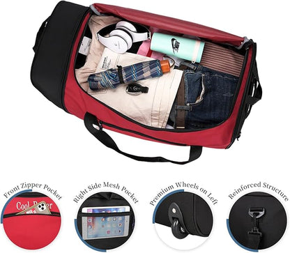 Ecotrek 55L Foldable Rolling Duffel Bag with 2 Wheels – Waterproof Oxford Weekender Travel Bag FL6121