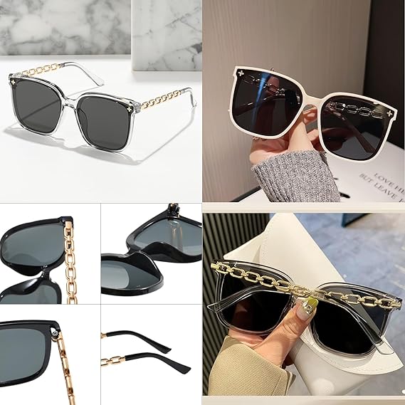 ECOTREK Women’s Oversized Sunglasses – UV400 Retro Square Fashion Shades