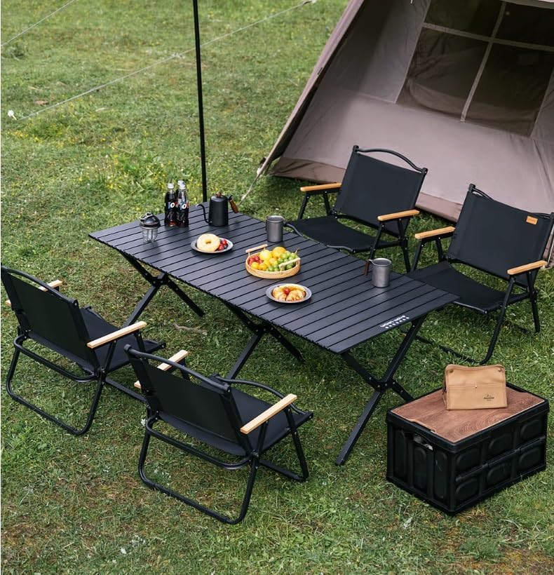 120CM Folding Dining Table Camping Picnic Egg Roll