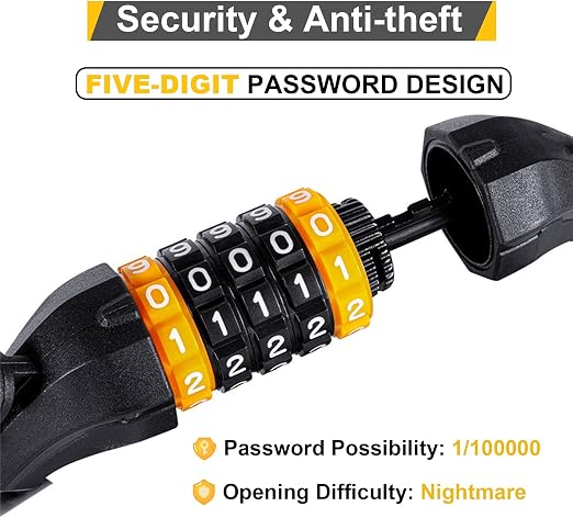5 Digit Lock Anti-Theft 120cm Cycle Cable Lock TG533815