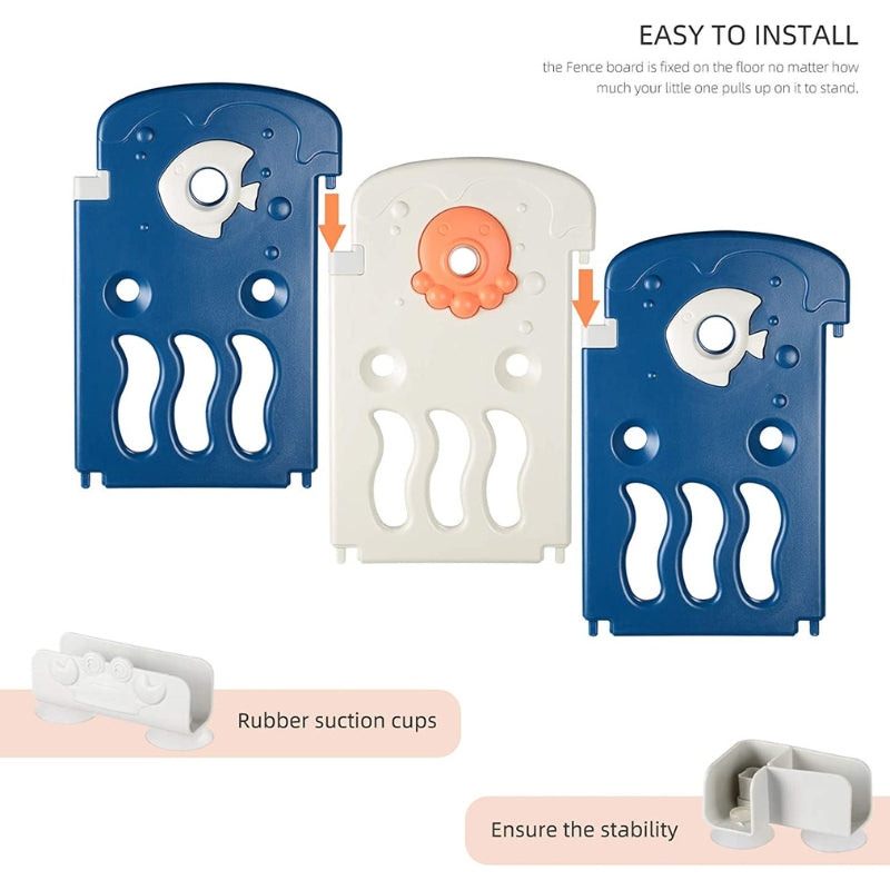 Luxurious Baby Playpen 12+2 Panels (Ocean-Blue)