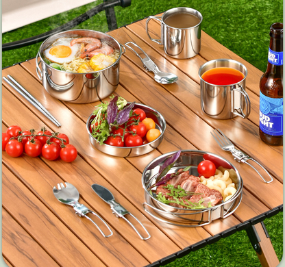 Outdoor Cookware Set - 304 Stainless Steel Camping Utensils Kit HW2011