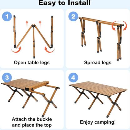 120CM Folding Dining Table Camping Picnic Egg Roll