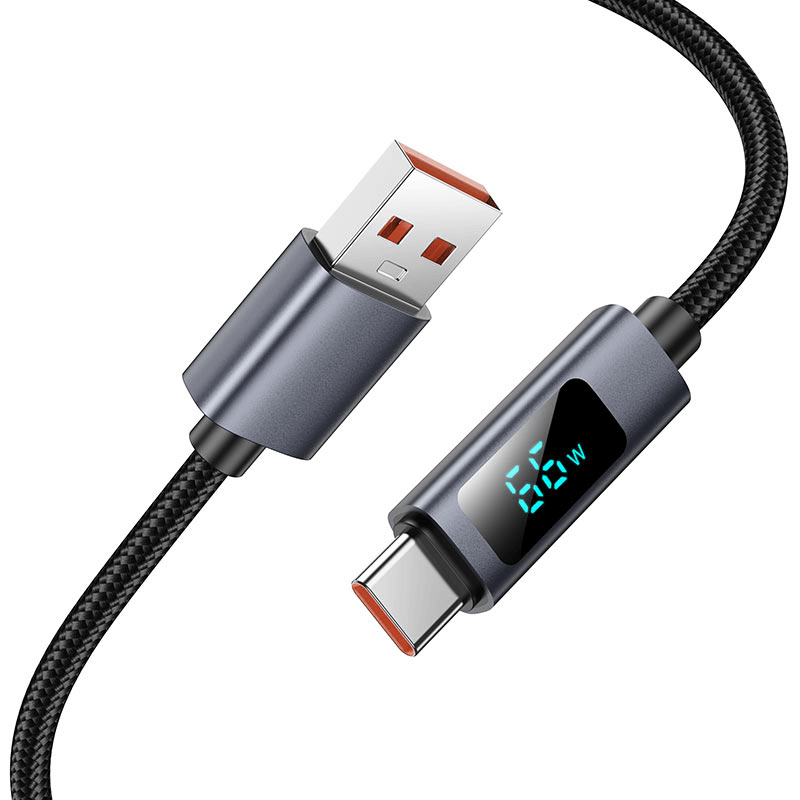 Hoco LED Power Display Durable Nylon Braided Type-C to USB-A Cable 1m X112