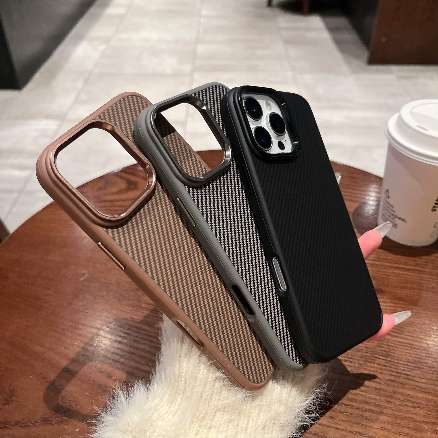 Carbide Series Carbon Fibre Magnetic Anti-Fingerprint Compatible with iPhone 14 Pro Case
