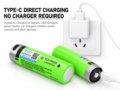 18650 Rechargeable Battery USB-C 2PCS