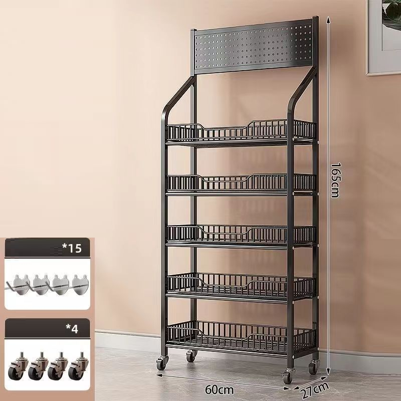 Supermarket Snack Rack with 15 Hooks and Casters for Displaying