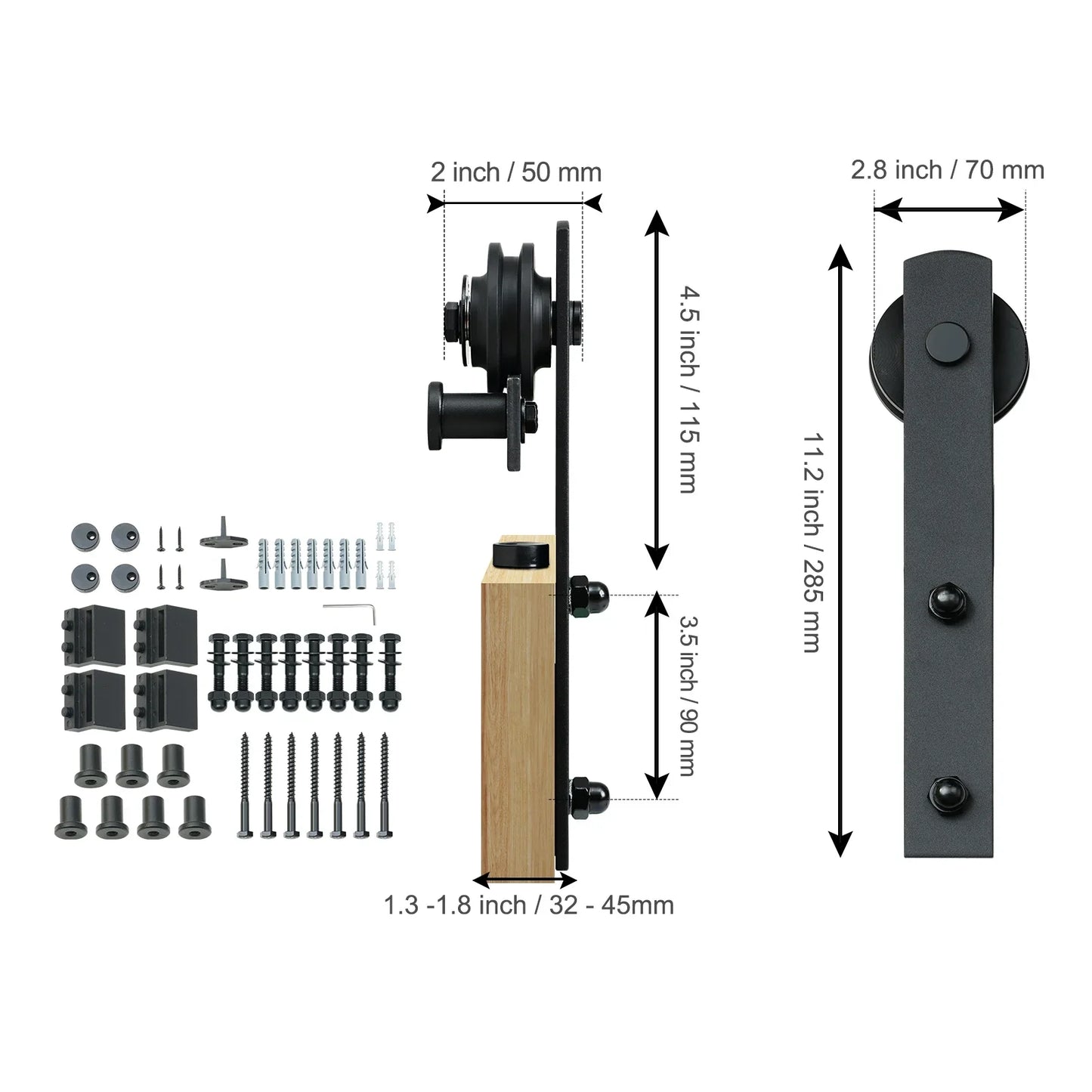Barn Door Sliding Double Door Hardware Kit 3m