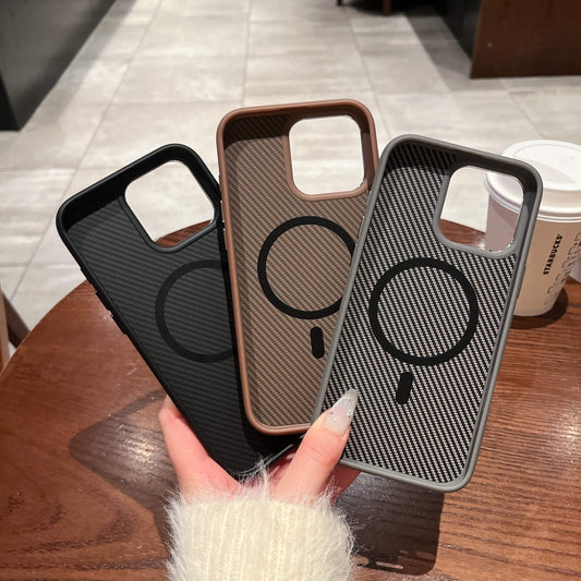 Carbide Series Carbon Fibre Magnetic Anti-Fingerprint Compatible with iPhone 15 Pro Max Case