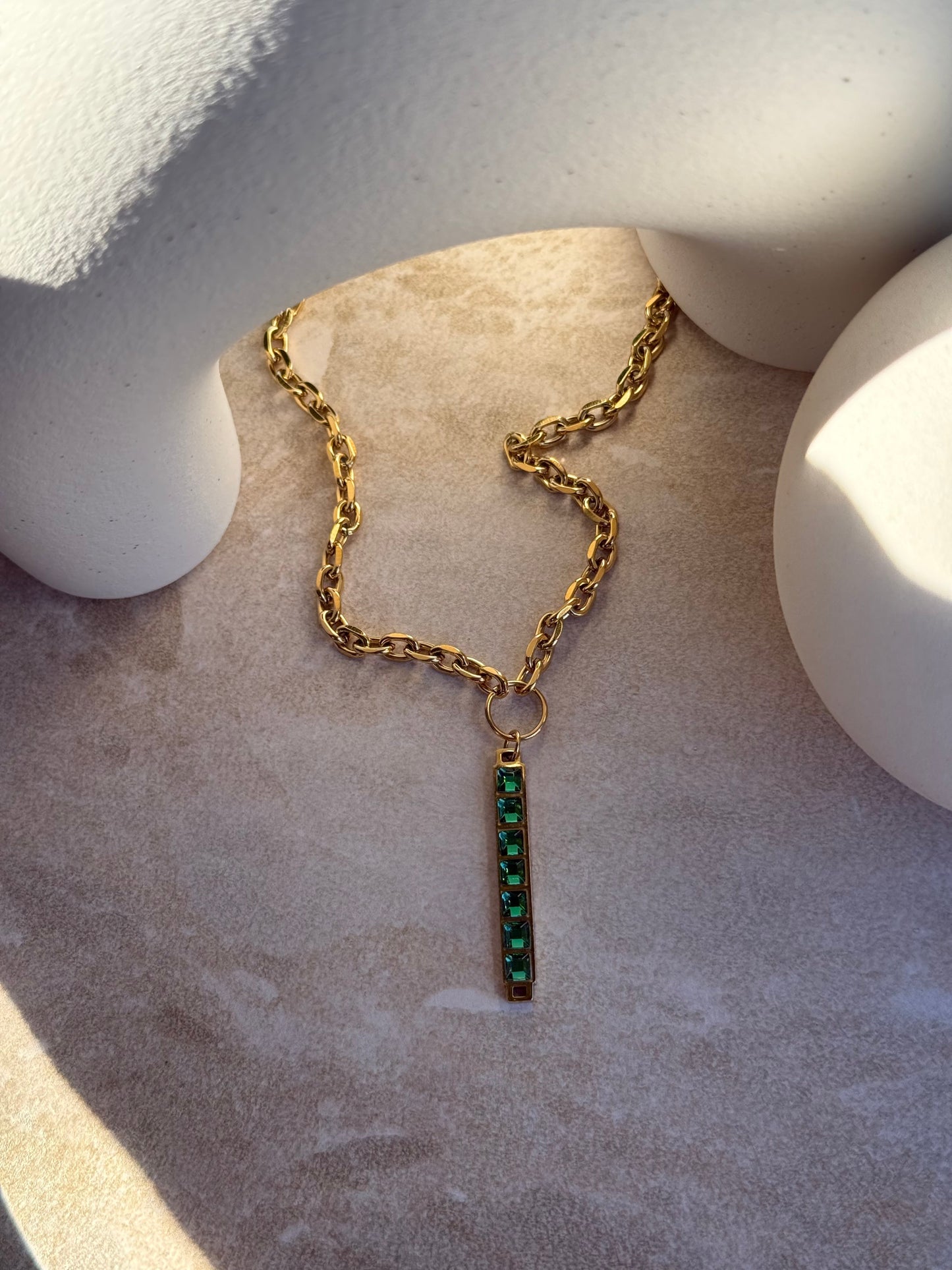 Tāhū Kākāriki Gold Necklace