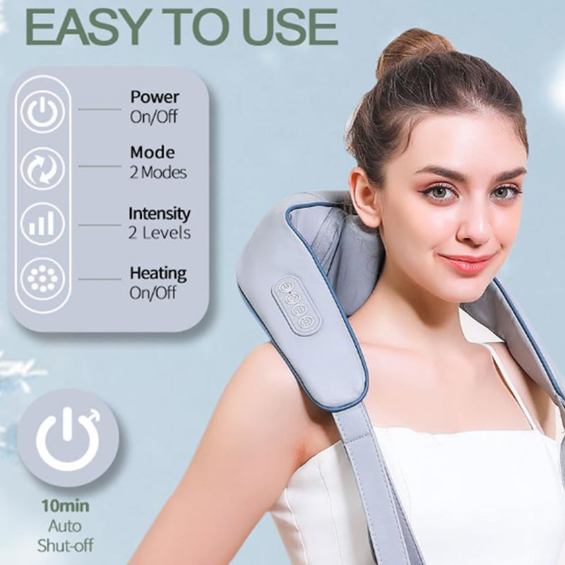 Deep Kneading Neck and Shoulder Massager with Heat 5D Cordless Mini Shiatsu Neck